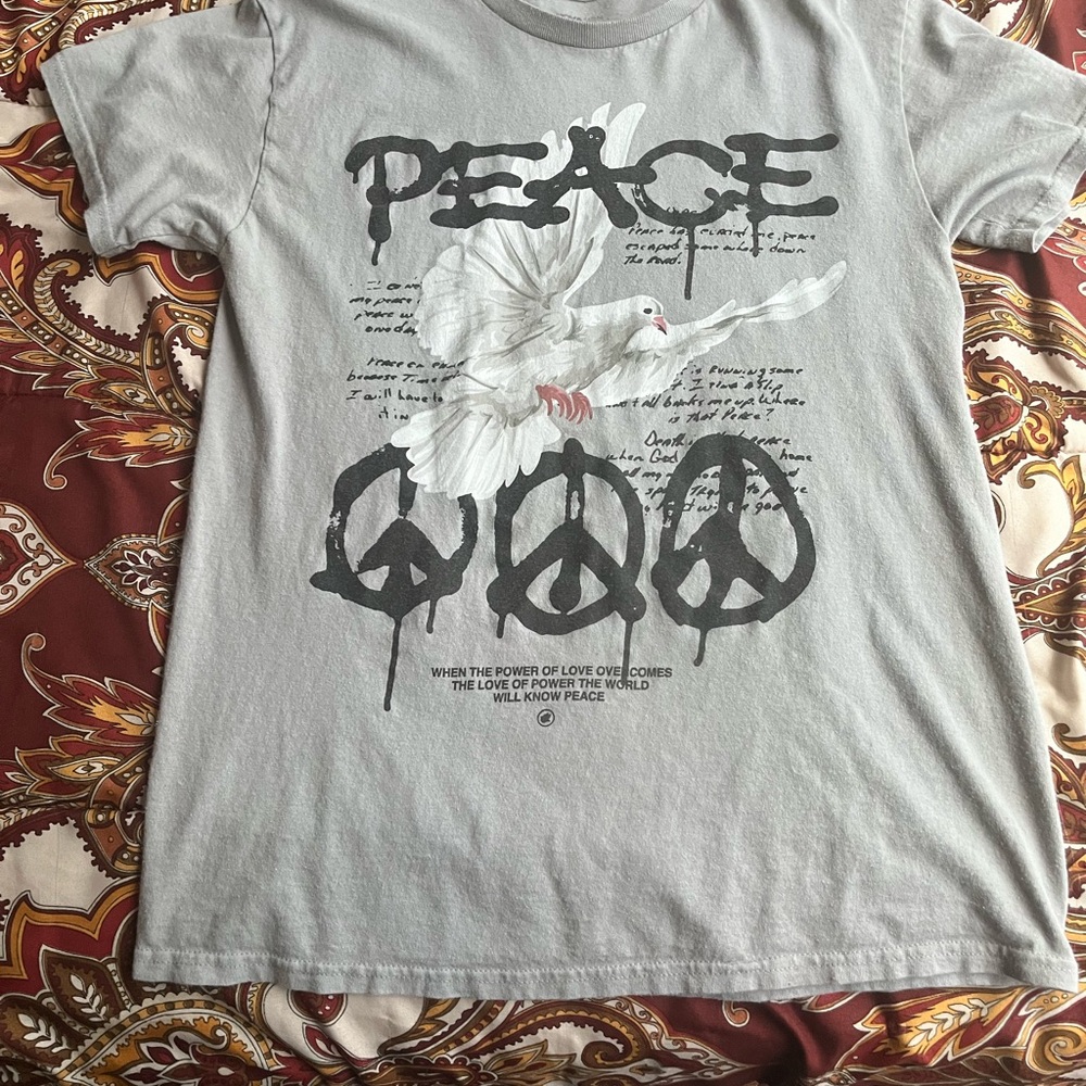Fashion Nova Gray Peace Graphic Tee